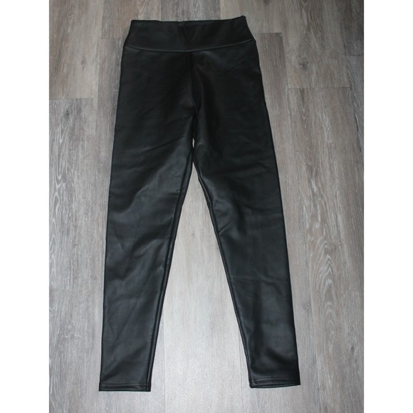 Faux Leather Black Leggings Pants Size XL High Waist Robert Matthew - Picture 5 of 7